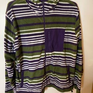 Original use men’s size XXL hoodie fleece sweater purple/green, zipper pockets
